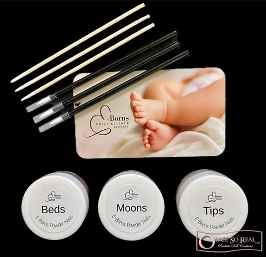 E-Borns Powder Nails - set pro vytvoření pudrových realistických nehtů reborn panenky